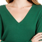 Suéter feminino Maison Jules com decote em V, verde, tamanho médio