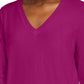 Suéter feminino Maison Jules com decote em V, rosa, tamanho grande