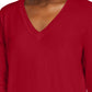 Suéter feminino Maison Jules com decote em V, vermelho, tamanho extra pequeno