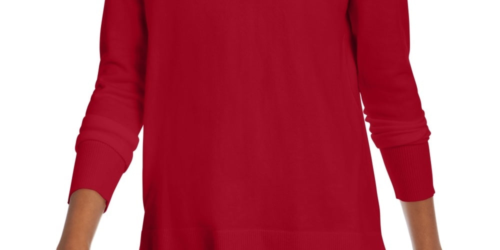 Suéter feminino Maison Jules com decote em V, vermelho, tamanho extra pequeno
