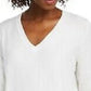 Suéter feminino Maison Jules com decote em V, branco, tamanho grande