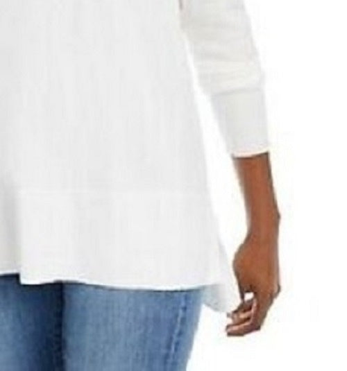 Suéter feminino Maison Jules com decote em V, branco, tamanho grande