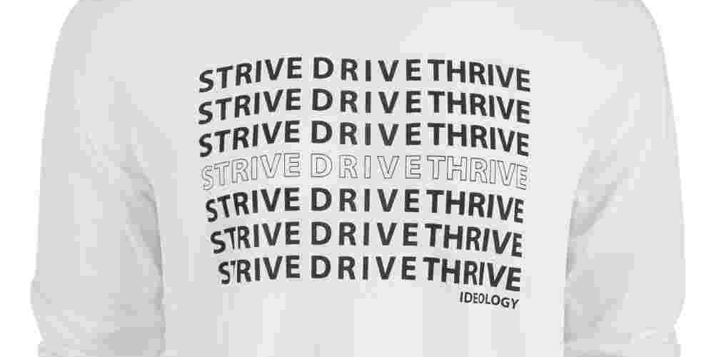 Camiseta masculina com gola redonda e slogan ID Ideology, branca, tamanho grande