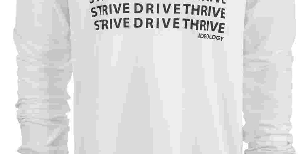 Camiseta masculina com gola redonda e slogan ID Ideology, branca, tamanho grande