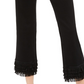 Calça jeans feminina com franjas e perna reta, tamanho 6, preta, da INC International Concepts