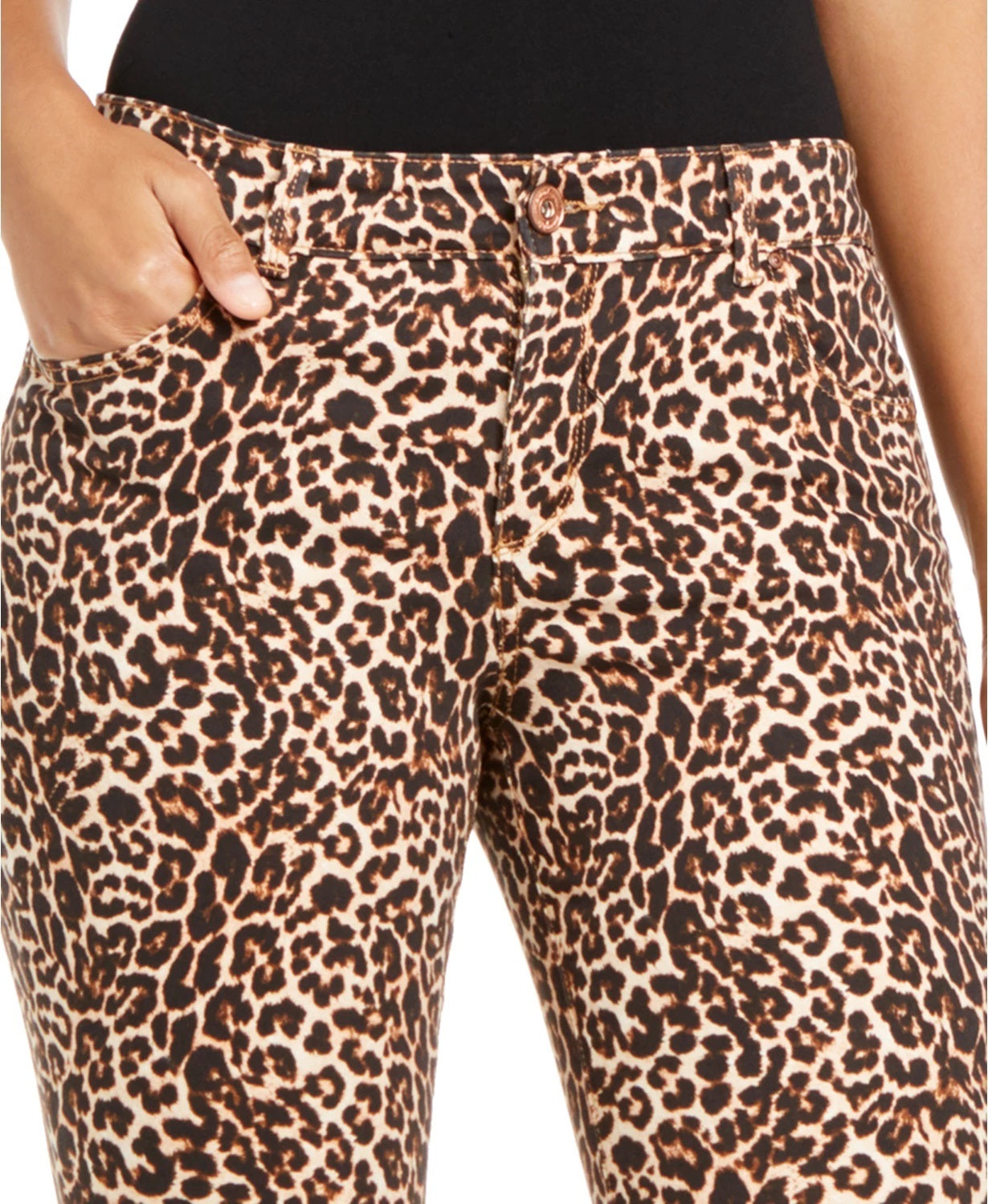 Calça jeans skinny feminina INC International Concepts Incessential com estampa de leopardo e ajuste curvilíneo, tamanho 4, marrom