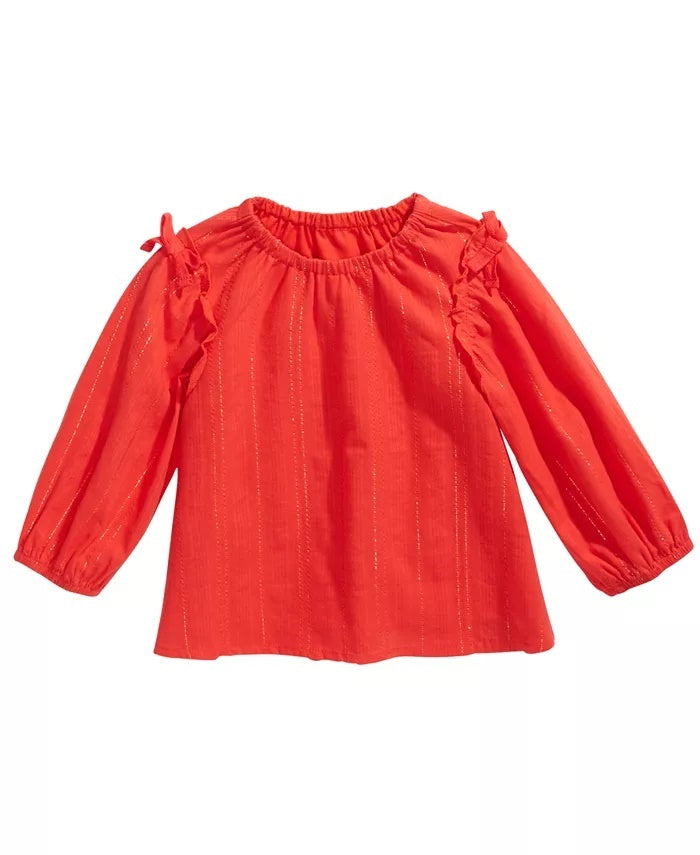 Top listrado metálico com laço e acabamento em laço First Impressions para bebês meninas, tamanho 3-6 meses