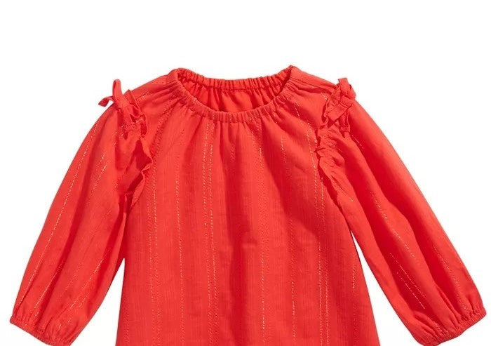 Top listrado metálico com laço e acabamento em laço First Impressions para bebês meninas, tamanho 3-6 meses