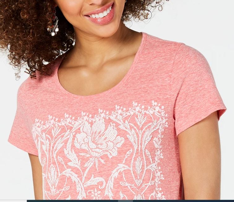 Camiseta feminina gráfica Style &amp; Co, laranja, tamanho médio