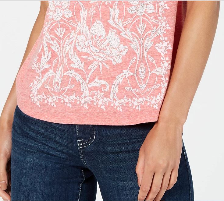 Camiseta feminina gráfica Style &amp; Co, laranja, tamanho médio