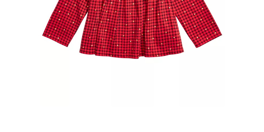 Camiseta infantil de algodão com manga comprida e babados First Impressions, tamanho 24 meses, vermelha