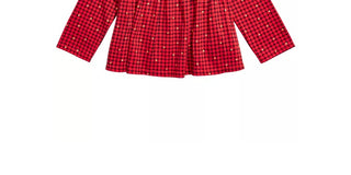 Camiseta infantil de algodão com manga comprida e babados First Impressions, tamanho 24 meses, vermelha