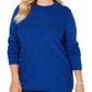 Karen Scott Suéter Feminino com Gola Simulada e Contas Azul Brilhante Tamanho Extra Grande