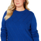 Karen Scott Suéter Feminino com Gola Simulada e Contas Azul Brilhante Tamanho Extra Grande