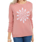 Karen Scott Suéter Feminino com Apliques de Flocos de Neve Rosa Tamanho XS