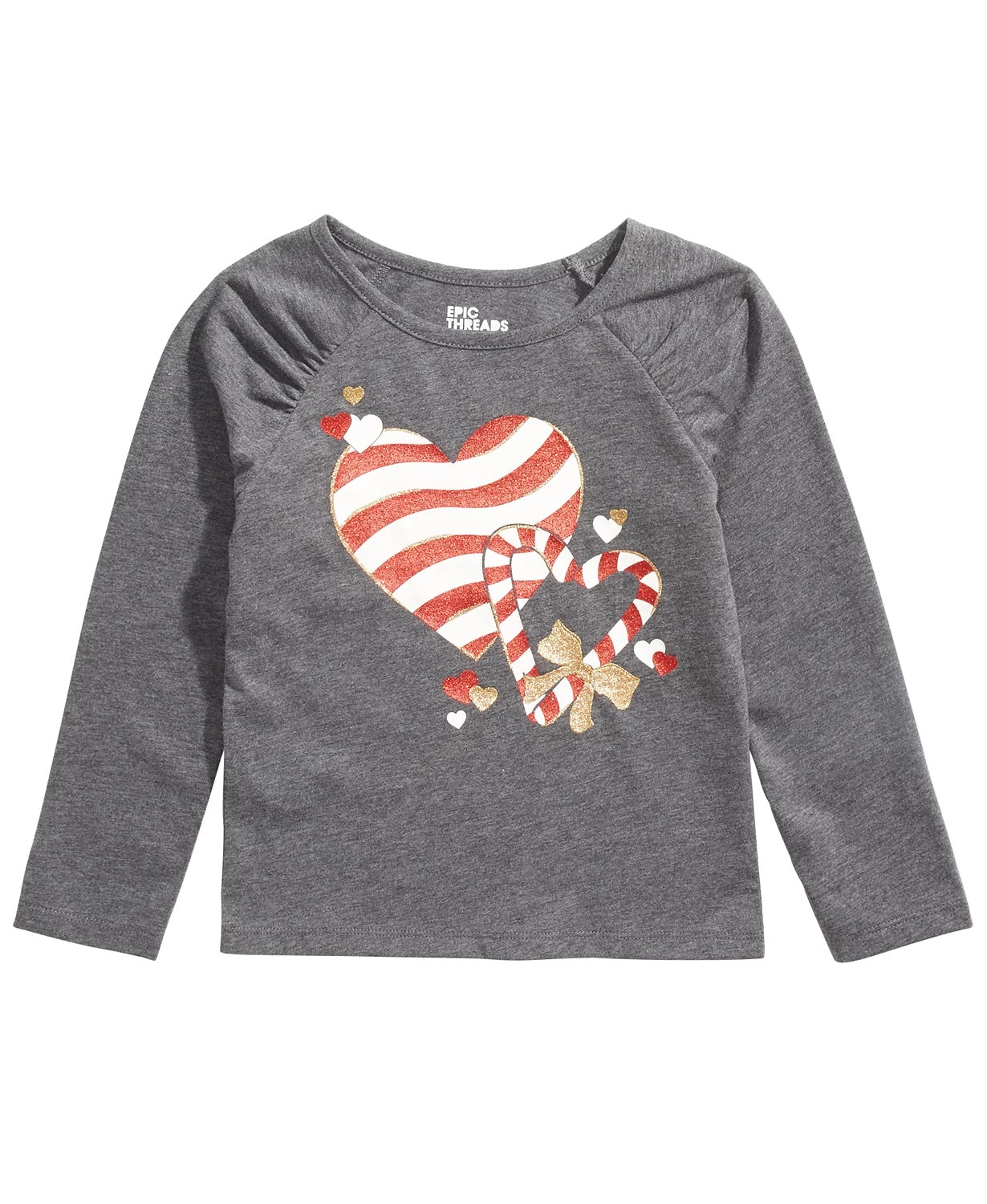 Camiseta infantil feminina Epic Threads Candy Heart cinza escuro tamanho 2T