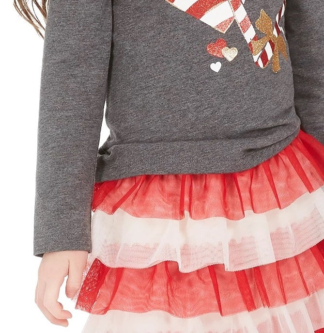 Camiseta infantil feminina Epic Threads Candy Heart cinza escuro tamanho 3T