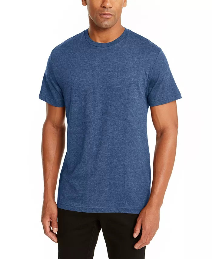 Camiseta masculina Alfani com gola redonda, azul, tamanho médio
