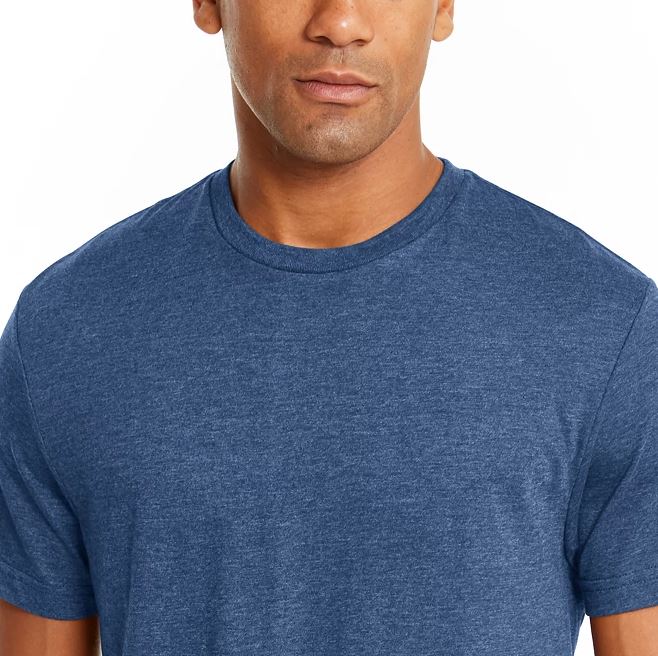 Camiseta masculina Alfani com gola redonda, azul, tamanho médio