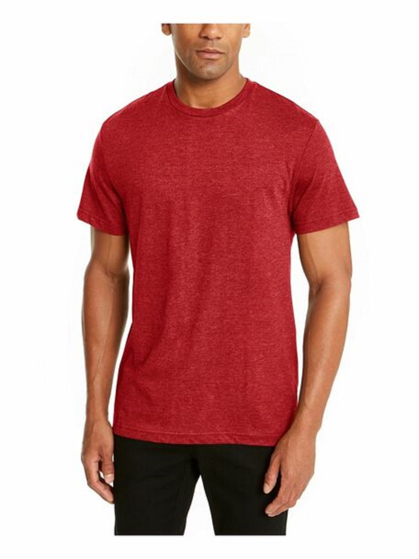 Camiseta masculina Alfani com gola redonda, vermelha, tamanho médio