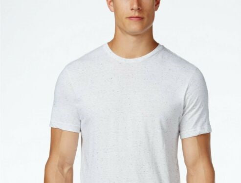 Camiseta masculina Alfani com gola redonda, branca, tamanho pequeno