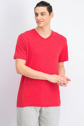 Camiseta masculina Alfani com decote em V vermelha, tamanho médio