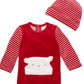 Conjunto de macacão listrado com chapéu e pés First Impressions Baby Boys, 2 peças, vermelho, tamanho 6 a 9 meses