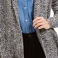 Cardigan feminino com gola xale mesclada Charter Club, preto, tamanho médio