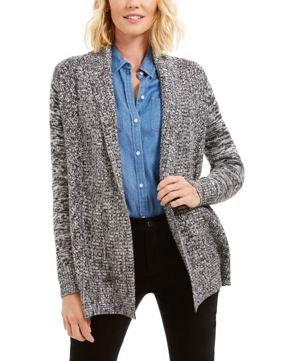 Cardigan feminino com gola xale mesclada Charter Club, preto, tamanho XX-G