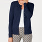 Cardigan feminino com gola redonda Charter Club, azul, tamanho pequeno e pequeno