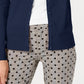 Cardigan feminino com gola redonda Charter Club, azul, tamanho pequeno e pequeno