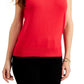 Suéter feminino sem mangas com gola redonda Charter Club, vermelho, tamanho extragrande
