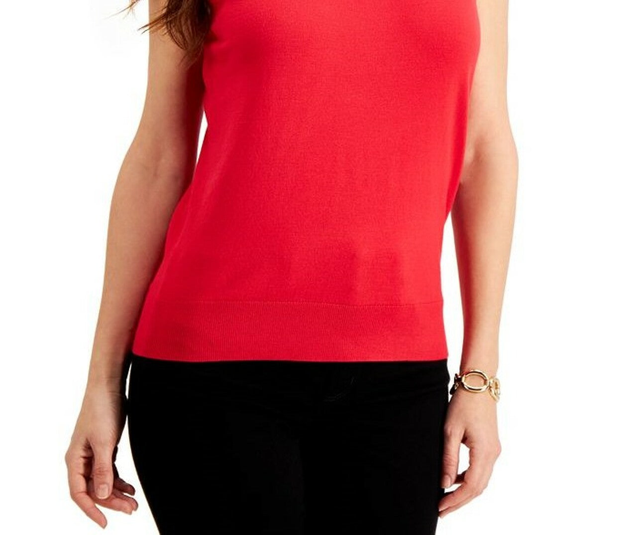 Suéter feminino sem mangas com gola redonda Charter Club, vermelho, tamanho extragrande