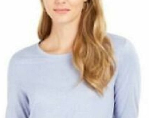 Top feminino com brilho salpicado azul tamanho X-S