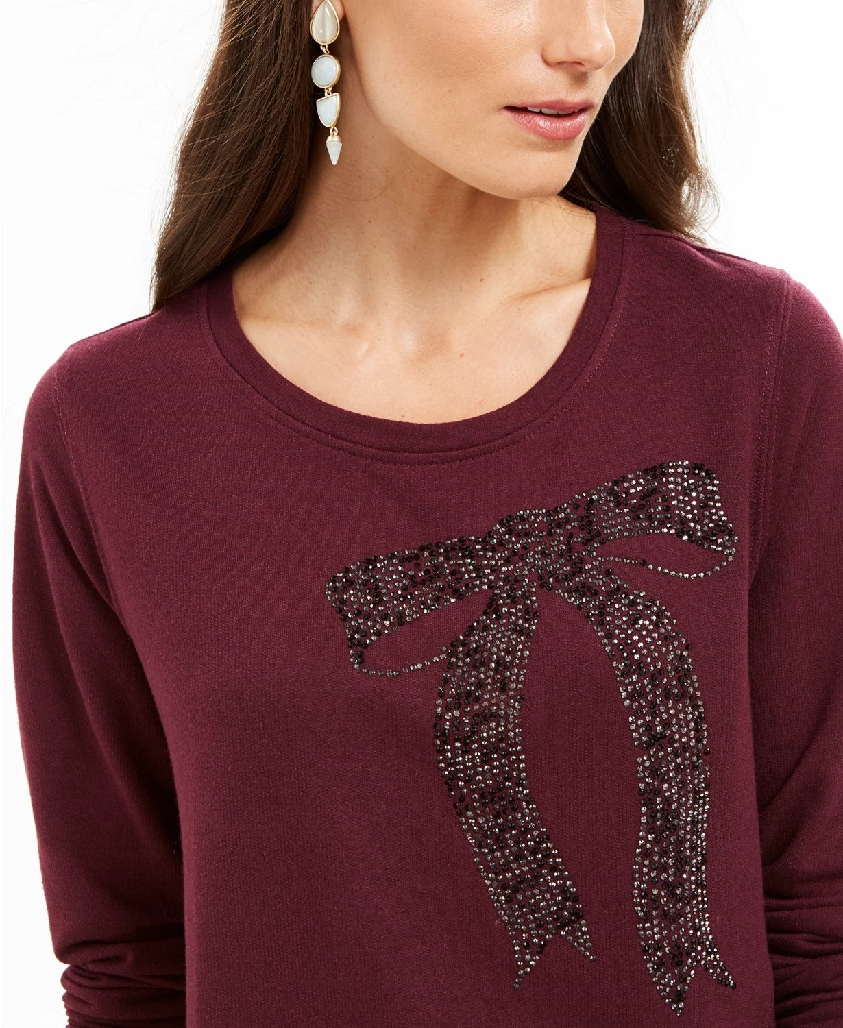 Moletom Feminino Embelezado e Caprichoso Estilo &amp; Co Roxo Tamanho XX-Grande