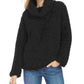 Blusa feminina de manga comprida e gola alta estilo &amp; co, preta, tamanho pequeno grande