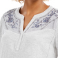 Blusa bordada com jugo de veludo feminino Style &amp; Co - cinza, tamanho pequeno médio