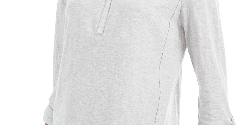 Blusa bordada com jugo de veludo feminino Style &amp; Co - cinza, tamanho pequeno médio