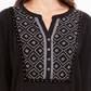 Blusa feminina estampada com mangas bufantes e abas estilo &amp; co, preta, tamanho pequeno grande