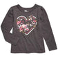 Camiseta infantil feminina Epic Threads com estampa de coração e flor, cinza, tamanho 2T