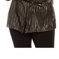 Blusa feminina Alfani Plus Size listrada com decote aberto, preta, tamanho 1X
