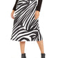 Saia midi evasê com estampa de zebra Alfani feminina, preta, tamanho 10