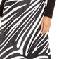 Saia midi evasê com estampa de zebra Alfani feminina, preta, tamanho 10