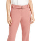 Calça reta com cinto Alfani feminina, rosa, tamanho 6