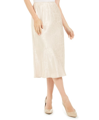 Saia midi de cetim jacquard feminina Alfani bege tamanho 14
