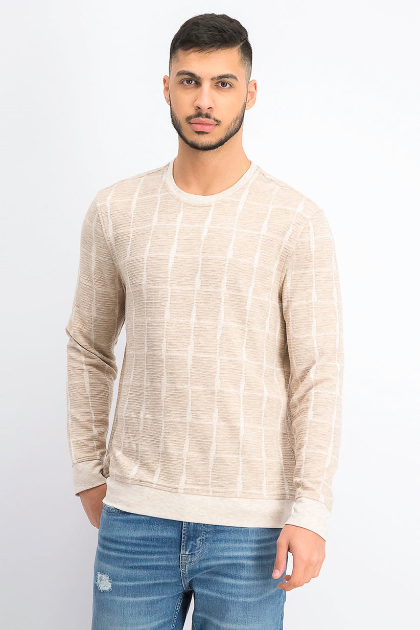Moletom Alfani Masculino Jacquard Grid Marrom Tamanho XX-G