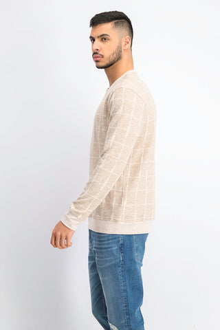 Moletom Alfani Masculino Jacquard Grid Marrom Tamanho XX-G