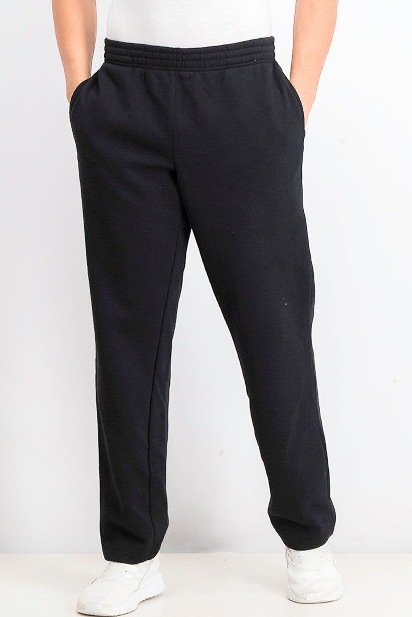 Calça de moletom masculina ID Ideology com bainha aberta e capuz, preta, tamanho pequeno