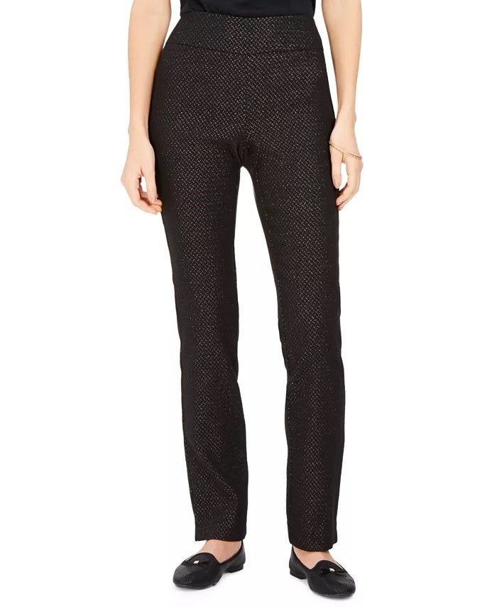 Calça feminina Cambridge Slim Jacquard Charter Club, nova, carvão, tamanho 8