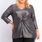 Top feminino Alfani com torção frontal metálica, preto, tamanho XXG